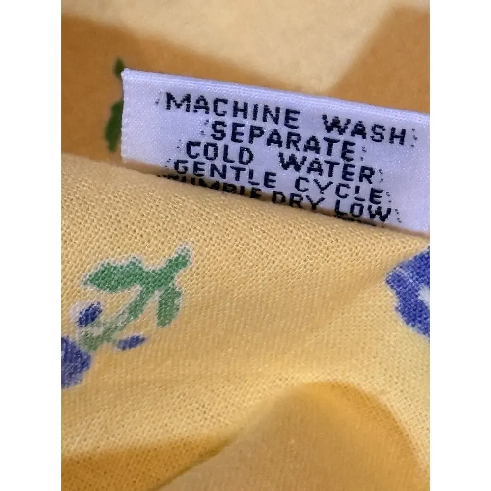 XOCHI Yellow Blue Floral Cloth Dinner Napkins Set of 4 20x20 100% Cotton